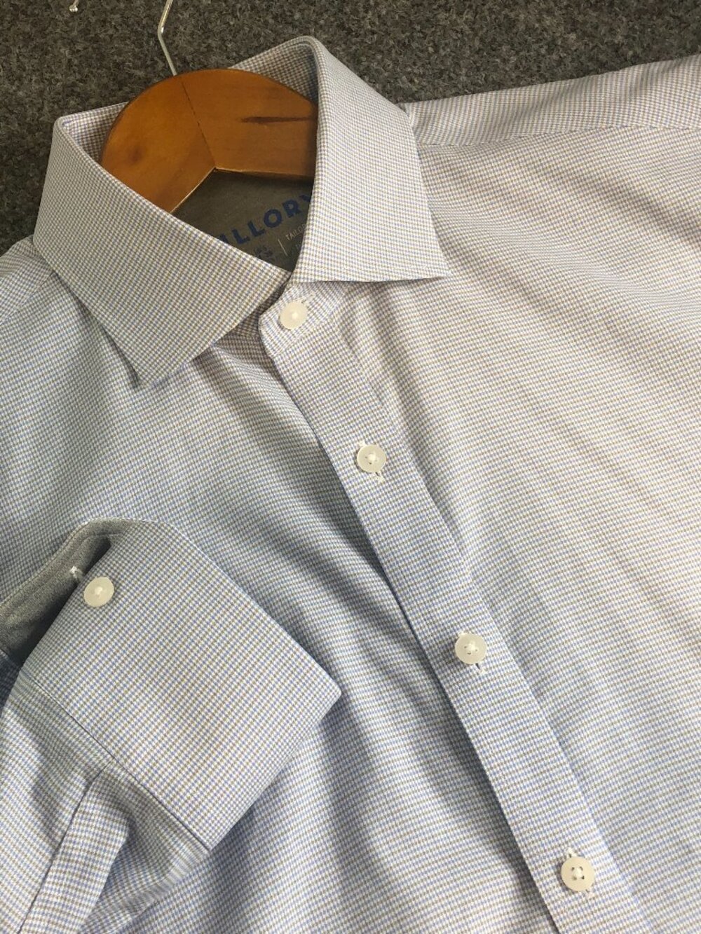 Twillory Shirt Mens Large 16.5 34 35 Blue Plaid Performance Dress Button